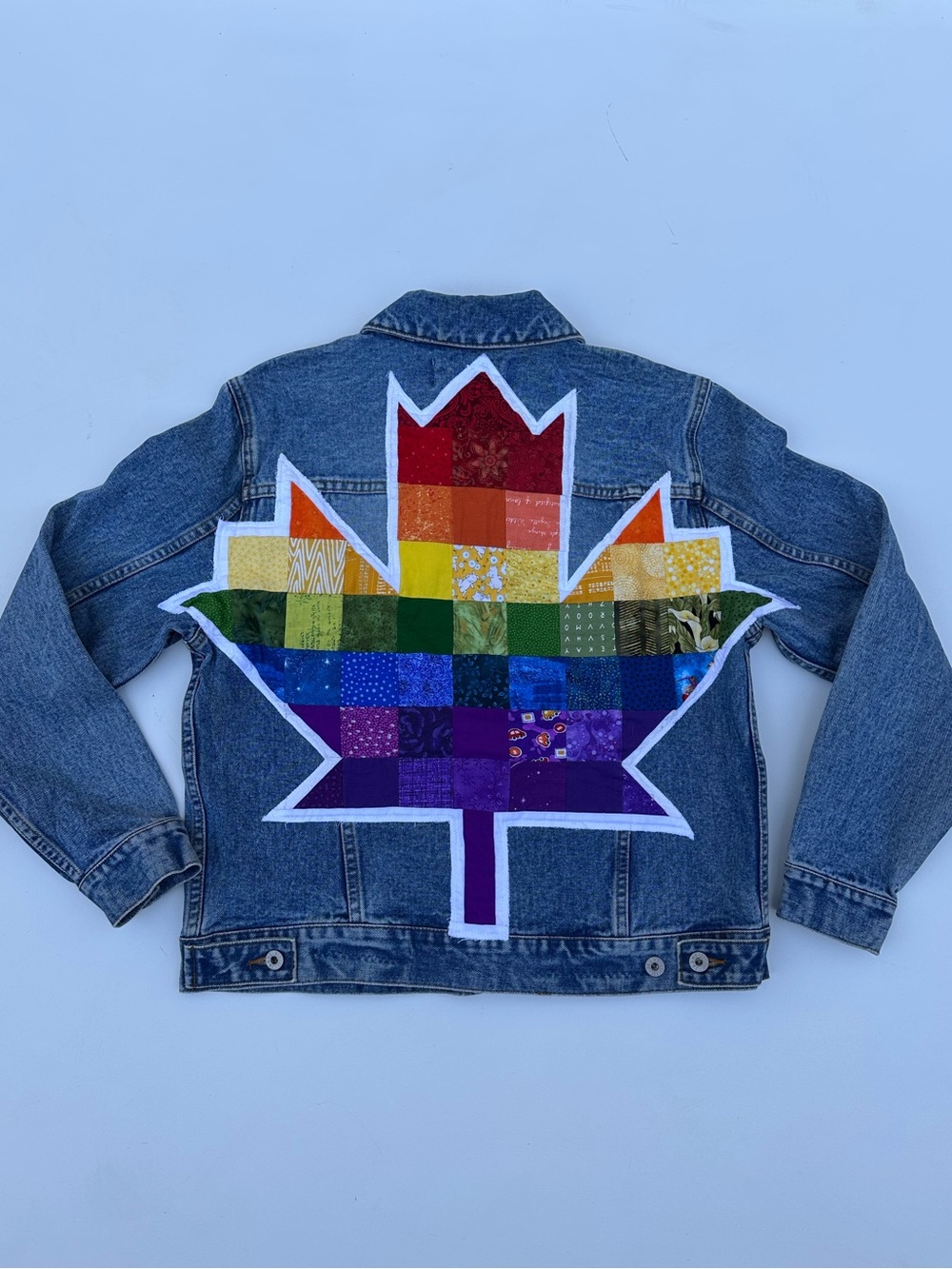 Upcycled Canada Pride Maple Leaf Denim Jacket